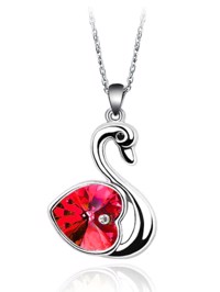 Børne halskæde  - svane, rød